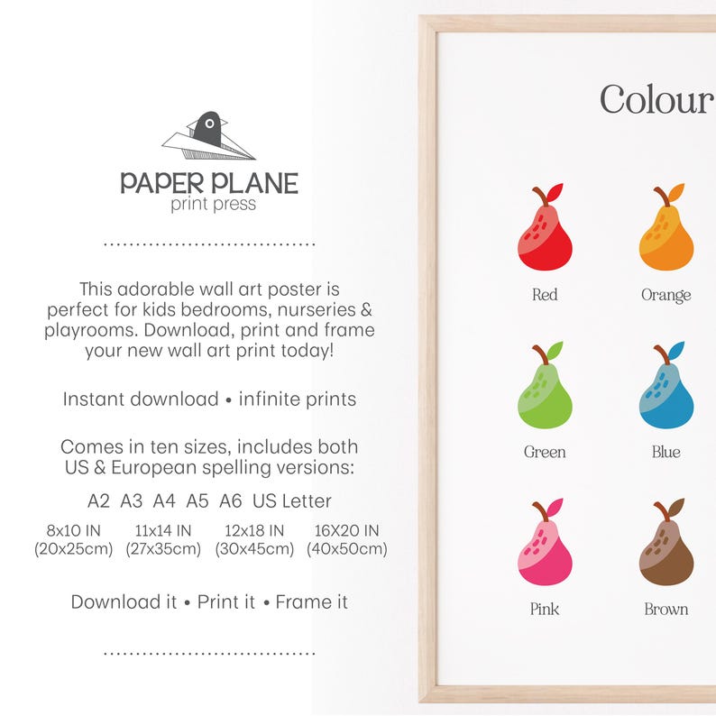 Learn My Colors Pear Poster: Educational Playroom Decor (digital ...