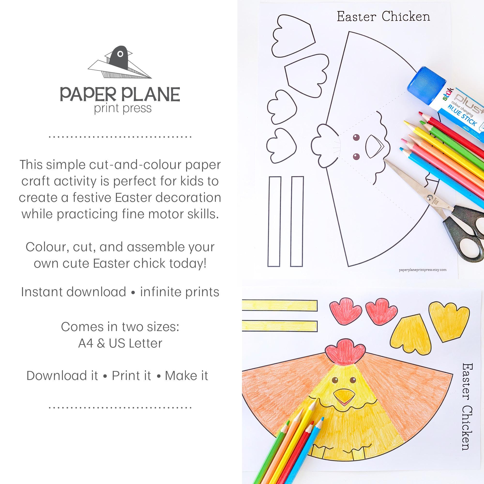 Easter Chick Paper Craft - Coloring, Cutting, Assembly Craft Activity ...