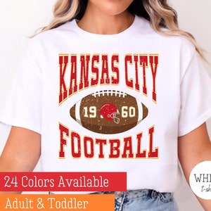 Retro Kansas City Football Tshirt, Kansas City Game Day Tshirt, Crewneck Kansas City Tee, Adult & Youth and Toddler Kansas City Football Tee