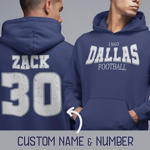 Custom Dallas Football Hoodie, Dallas Game Day Hoodie, Personalized Dallas Football Sweatshirt, Retro Dallas Football, Vintage Style Hoodies