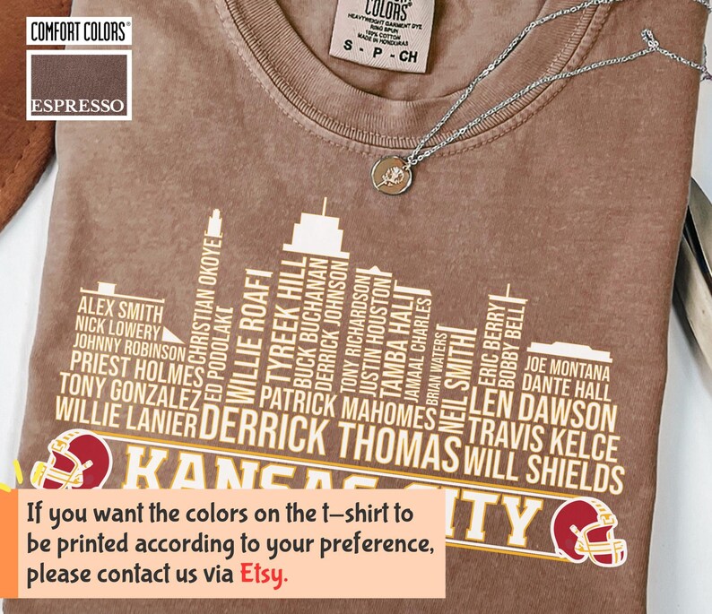 Espresso Comfort Colors Kansas City Football City Skyline Shirt