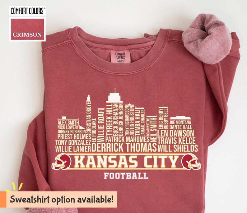 Crimson Comfort Colors Kansas City Football City Skyline Shirt