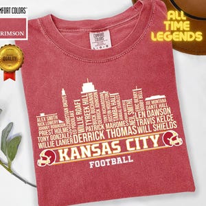 Crimson Comfort Colors Kansas City Football City Skyline Shirt
