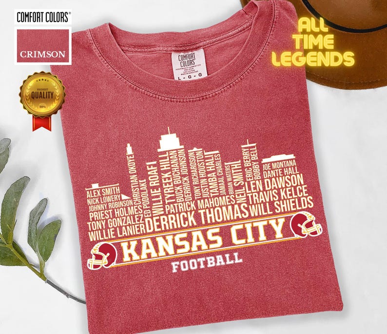Crimson Comfort Colors Kansas City Football City Skyline Shirt