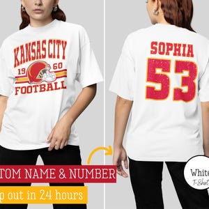 White Custom Retro Kansas City Football Tshirt