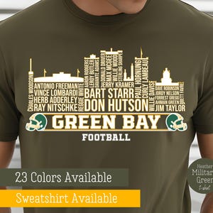 Military Green Green Bay Football All Time Legends Tshirt