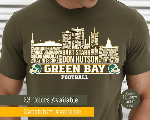 Green Bay Football All Time Legends Shirt, Football Game Day Tshirt, Green Bay City Skyline Shirt, Green Bay Football Tshirt, Green And Gold