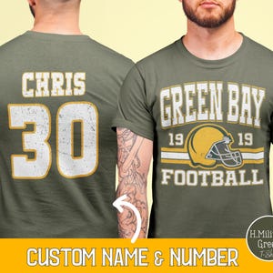 Custom Retro Green Bay Football T-Shirt, Trendy Green Bay Game Day Shirts, Personalized Green Bay Football Fan Gifts, Vintage 80s Style Tees