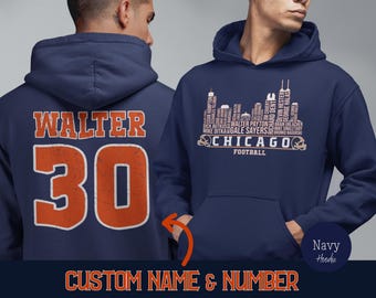 Custom Chicago Football All Time Legends Hoodie, Retro Chicago Skyline Sweatshirt, Personalized Chicago Game Day Hoodie, Retro Vintage Style
