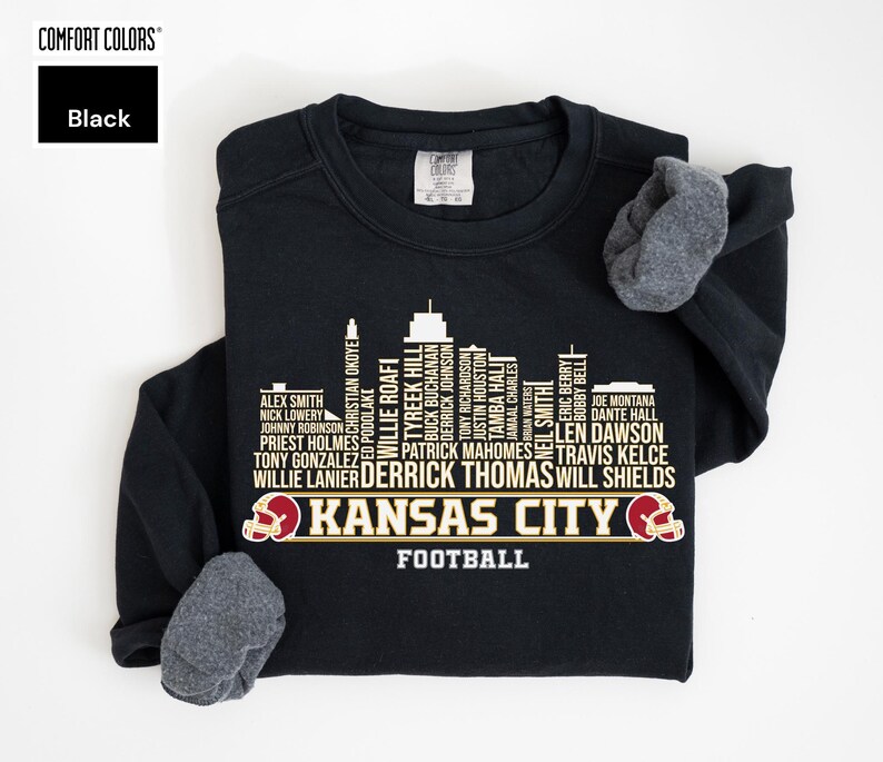 Black Comfort Colors Kansas City Football City Skyline Shirt