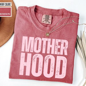 Crimson Comfort Colors Motherhood Shirt