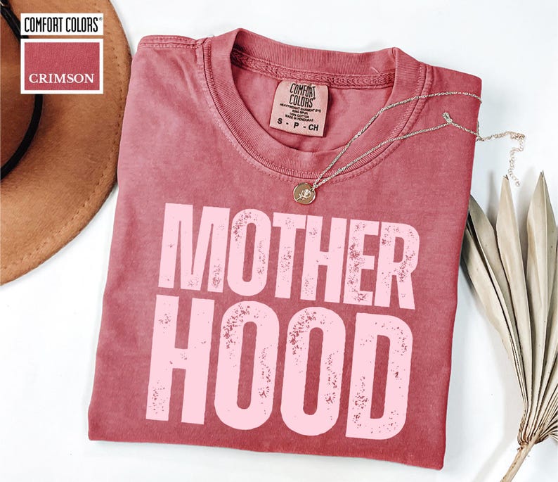 Crimson Comfort Colors Motherhood Shirt