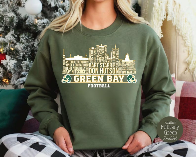 Military Green Green Bay Football All Time Legends Sweatshirt