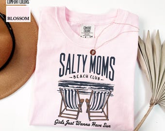 Comfort Colors Salty Moms Beach Club T-shirt, Funny Mom Tee, Popular Mothers Day Gift, Cute Mom Life Shirt, Trendy Mom Outfit, Sassy Mom Tee