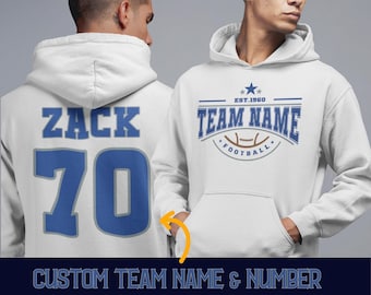 Personalized Football Hoodie, Football Player Name Hoodie, Trendy Football Team Hoodie, Custom Football Sweatshirt, Customized Team Hoodies