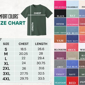 Comfort Colors Size Chart