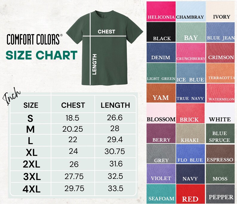 Comfort Colors Size Chart