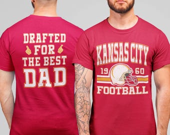 Kansas Football Dad Shirt, Drafted for the Best Dad T-Shirt, Fathers Day Gift, Retro Kansas Fan Shirt, Dad Game Day Tee, Trendy Football Tee