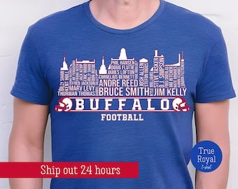 Buffalo Football All Time Legends Shirt, Football Game Day Tshirt, Buffalo City Skyline Shirt, Buffalo City Football Shirt, Buffalo Red Blue