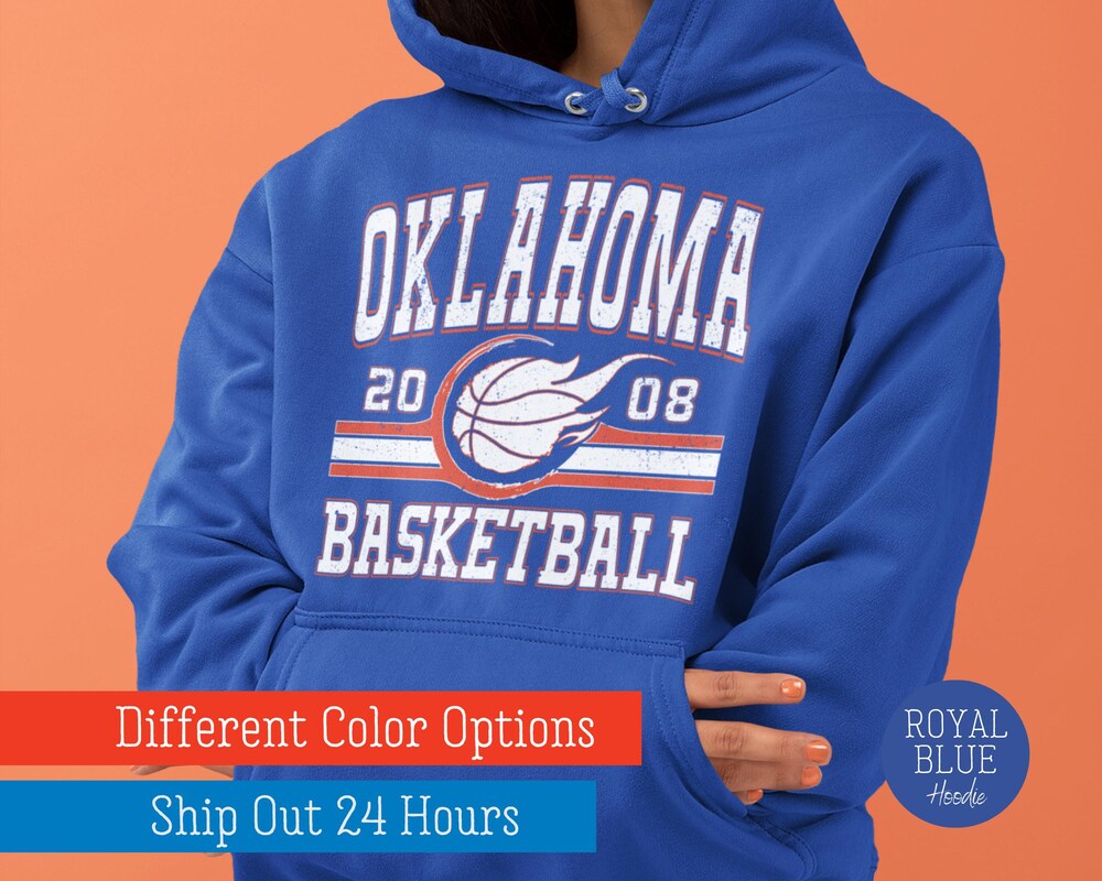 Vintage 80S Style, Blue And Orange,Retro Oklahoma City Basketball Hoodie, Oklahoma City Game Day Sweatshirts, Oklahoma Basketball Fan Gifts 4Fansport