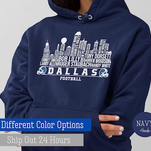 Dallas Football All Time Legends Hoodie, Dallas Football Game Day Sweatshirt, Dallas Skyline Hoodies, Dallas Sweatshirt, Trendy Team Hoodies