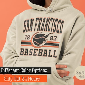 Retro San Francisco Baseball Hoodie, San Francisco Game Day Sweatshirt, San Francisco Baseball Gift Him, Vintage 80s Style, Black And Orange