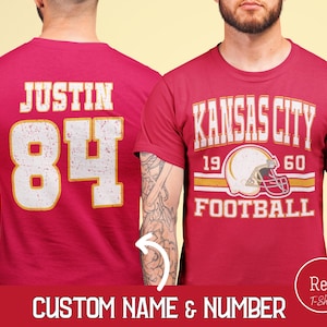 Red Custom Retro Kansas City Football Tshirt