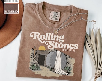 Comfort Colors Rolling Stones T-Shirt, Trendy Easter Clothing, Jesus Christ Graphic Tee, Christian Faith-Based Shirt, Unique Christian Gifts