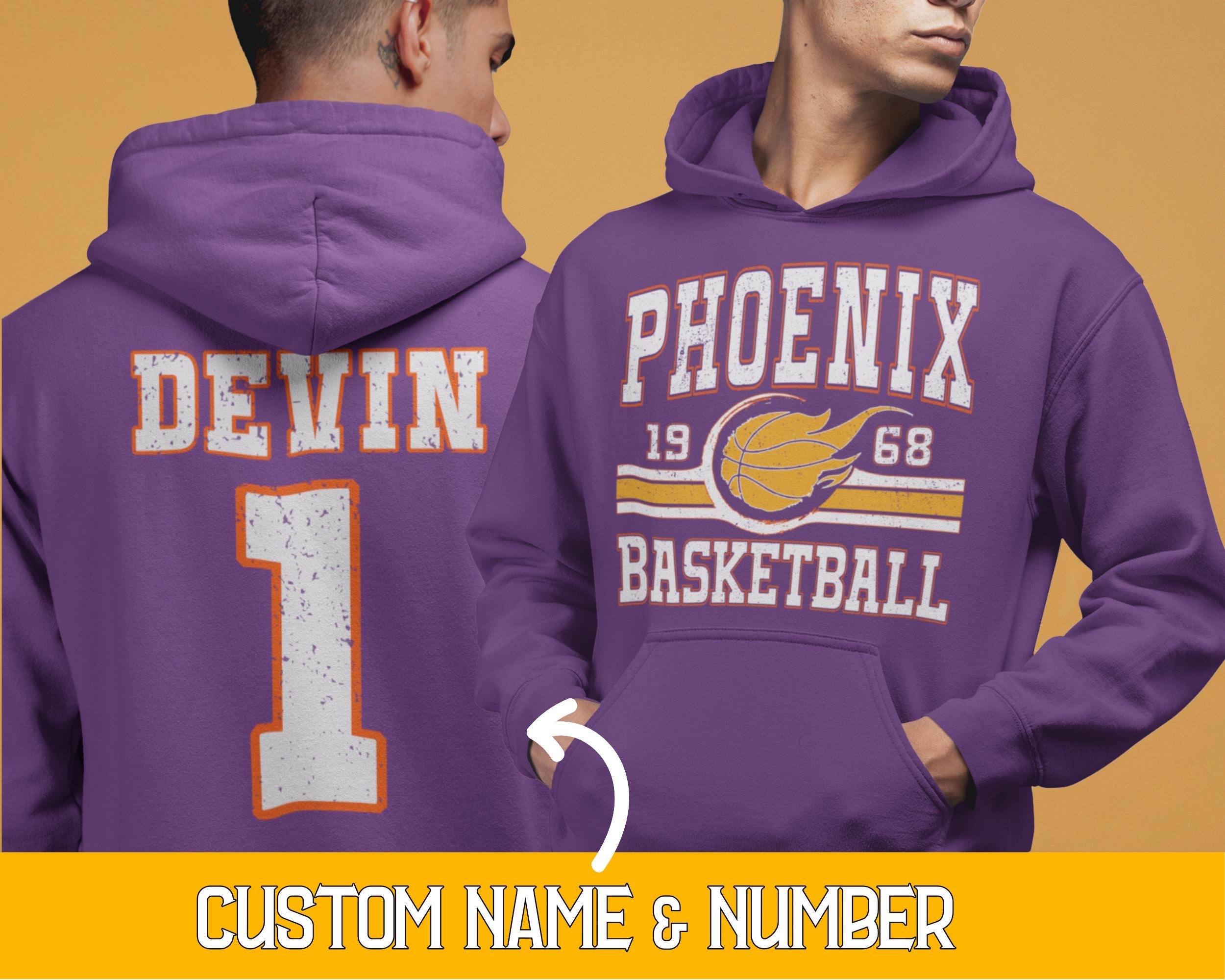 Discover Custom Retro Phoenix Basketball Hoodie, Personalized Phoenix Game Day Sweatshirt, Phoenix Basketball Gifts For Him, Vintage 80s Style Hoodie