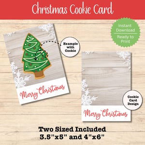 Printable Christmas Cookie Card, Printable Cookie Card, Red and White Christmas Cookie Card, Instant Download