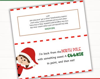 クリスマスペイントクッキーバッグトッパー、PYOCバッグトッパー、PYOCの説明書と使用方法、PYOCトリートバッグトッパー、インスタントダウンロード、エルフ
