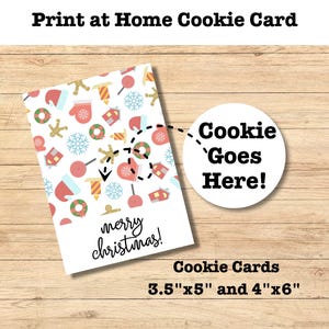 Printable Christmas Cookie Card, Printable Cookie Card, Red and White Christmas Cookie Card, Instant Download