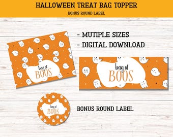 ハロウィンのお菓子バッグトッパー、印刷可能なハッピーハロウィンバッグトッパー、キャンディバッグトッパー、クッキーバッグトッパー、すぐにダウンロード