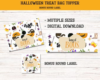 ハロウィン トリート バッグ トッパー、印刷可能なハッピー ハロウィン バッグ トッパー、キャンディ バッグ トッパー、クッキー バッグ トッパー、即時ダウンロード