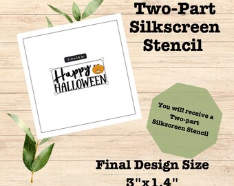 ハッピーハロウィン 2部構成のシルクスクリーン クッキー ステンシル、ハロウィン シルクスクリーン ステンシル、ハロウィン クッキー ステンシル