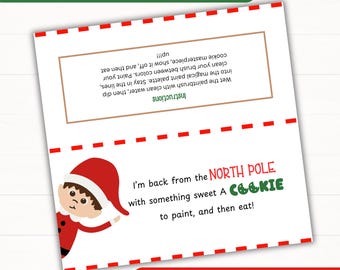 クリスマスペイントクッキーバッグトッパー、PYOCバッグトッパー、PYOCの説明書と使用方法、PYOCトリートバッグトッパー、インスタントダウンロード、エルフ