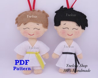 PDF Pattern karate boy  ornament sewing pdf pattern felt boy karateka, instant download,