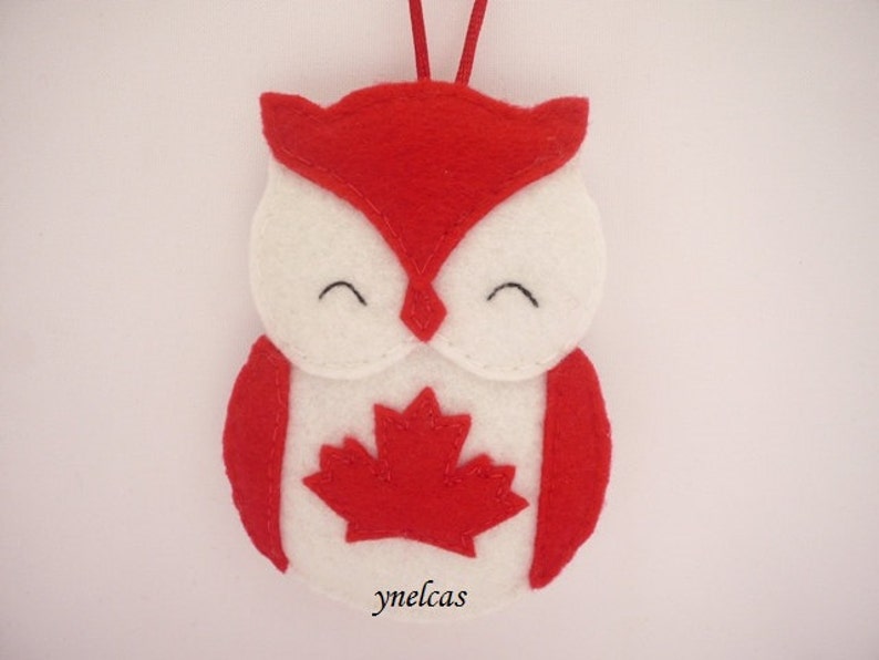 Felt Owl Canada Christmas Ornament / Canada Flag Owl / Etsy