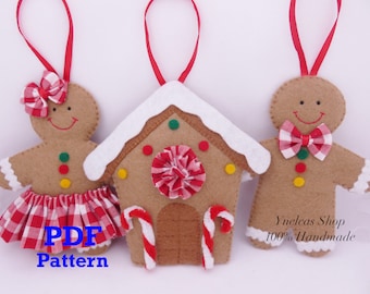 Felt pattern Gingerbread felt Ornament sewing pattern PDF pattern Gingerbread Felt tutorial