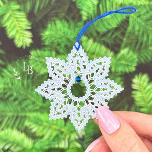 Adorno de copo de nieve con patrón digital de encaje de bolillos • Patrón de encaje de invierno • Proyecto de bricolaje para las fiestas • Regalo para una encajera