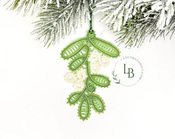 Bobbin Lace Pattern Mistletoe Ornament • Digital Lacemaking Pattern with PDF Instructions & Video Tutorial • Christmas DIY Project