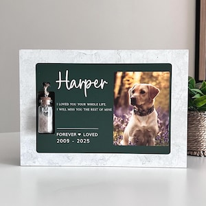 Personalized Pet Memorial Urn with Photo & Fur Keepsake Jar