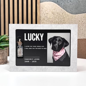 Custom Pet Memorial Urn with Photo and Fur Jar