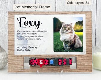 Custom Pet Memorial Photo Frame with Collar Holder - Cat or Dog Loss Gift