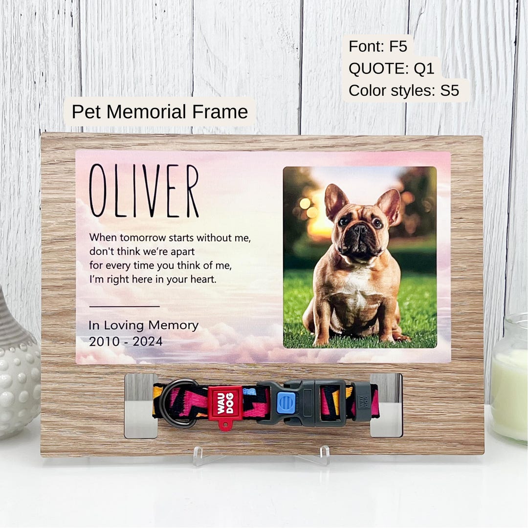 Personalized Pet Memorial Photo Frame With Collar Holder - Etsy Australia