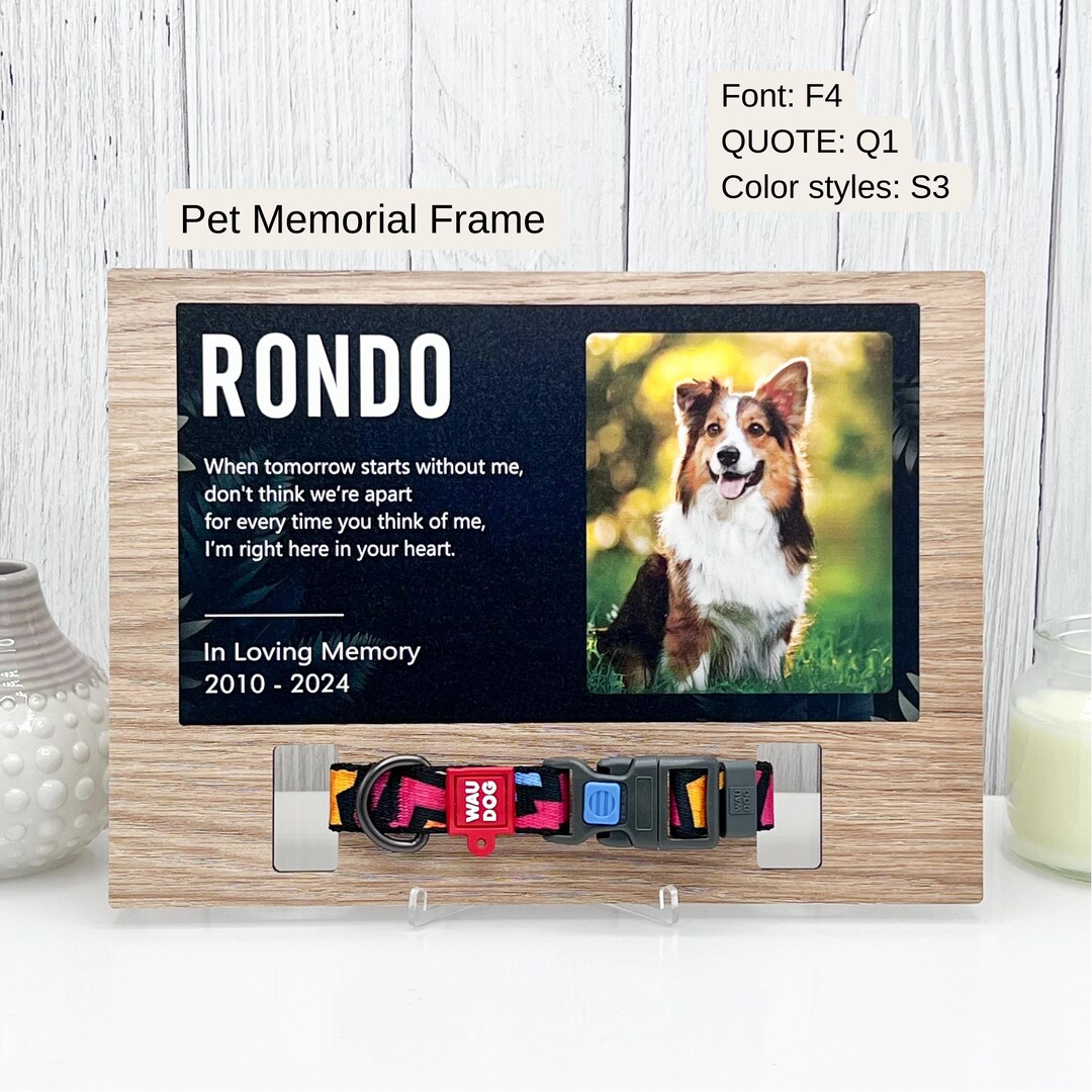 Personalized Pet Memorial Picture Frame: Custom Inscription & Collar ...