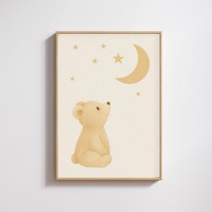 Mondlicht Poster Bild für Kinderzimmer, Teddy Bear Wand Dekor Baby Zimmer, Stern Wandkunst im Zimmer