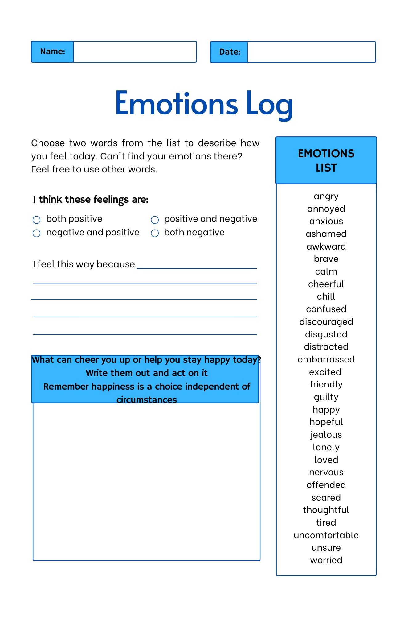 Mood Tracker Printable, Mood Journal, Emotion Tracker, Mood Chart ...