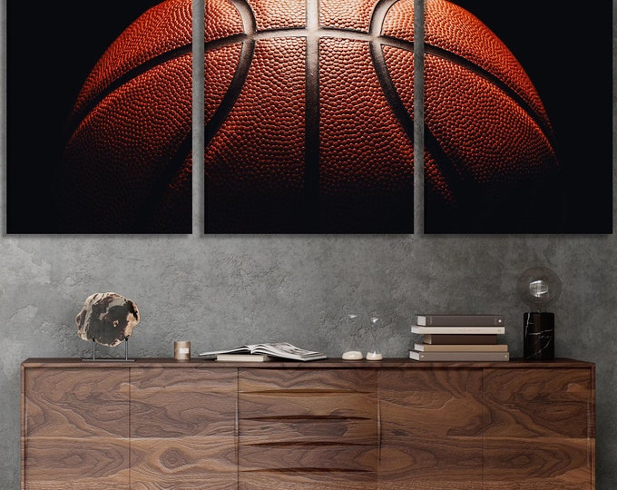 Basketball Wall Art Print - Sports Room Decor, Large Basketball Artwork, Basketball Canvas Art Print, Basketball Gift, Man Cave Wall Decor