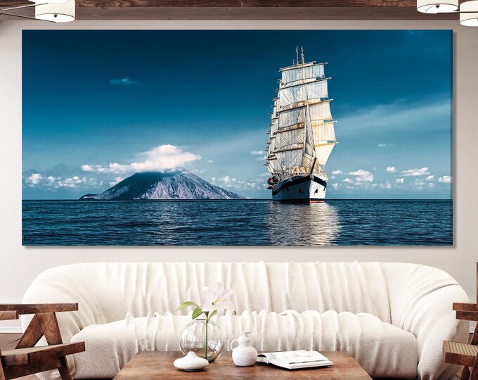 Sailing Ship Canvas Art Print - Large Nautical Wall Art, Sailboat Artwork, Ocean Themed Art Print, Nautical Poster Art,  Sailing Yacht Art